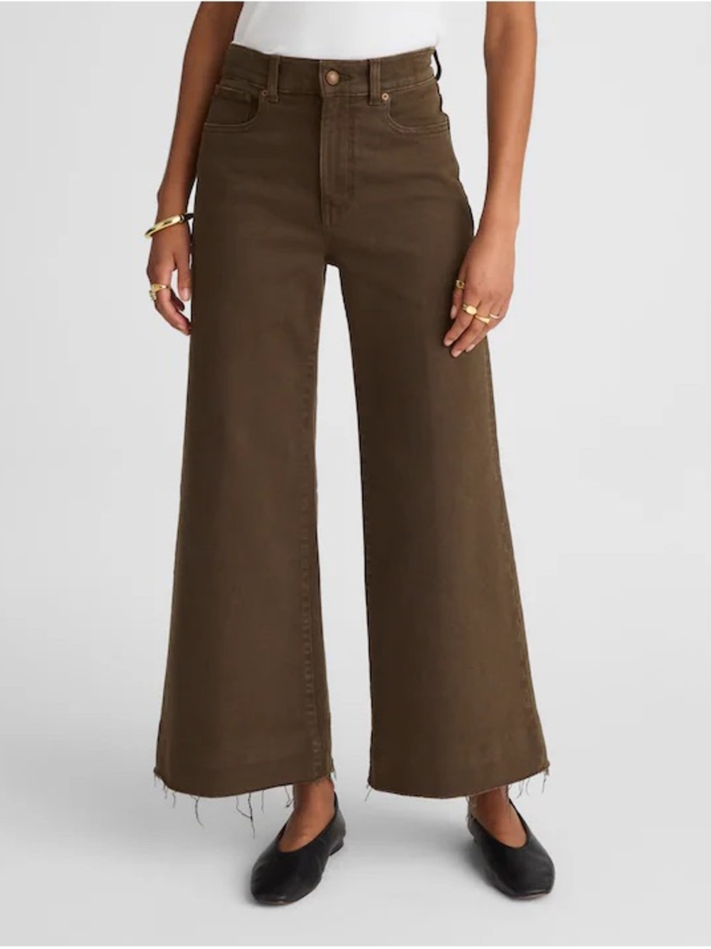 Madewell Flared Wide-Leg Crop Jeans Dark Mocha Size 23 NWOT - Picture 2 of 9